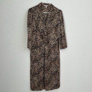 Rebecca Taylor Silk Leopard Print Button Up Midi Sz 8